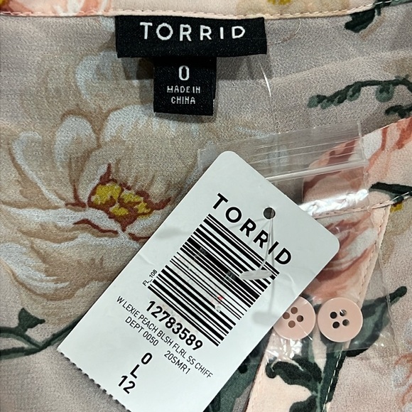 NWT Torrid Lexie Chiffon Tunic 0 12 Babydoll Floral Button Up Pink Hi Low Boho - Picture 7 of 8